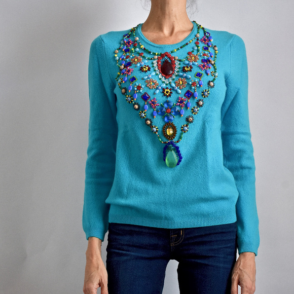 OscarDe La Renta Haute Couture EmbellishedSweater - Picture 1 of 8